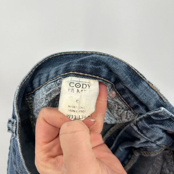 CODY JAMES Men's Straight Leg Embroidered Pocket Denim Blue Jeans Size 33 x 36 - Picture 8 of 8